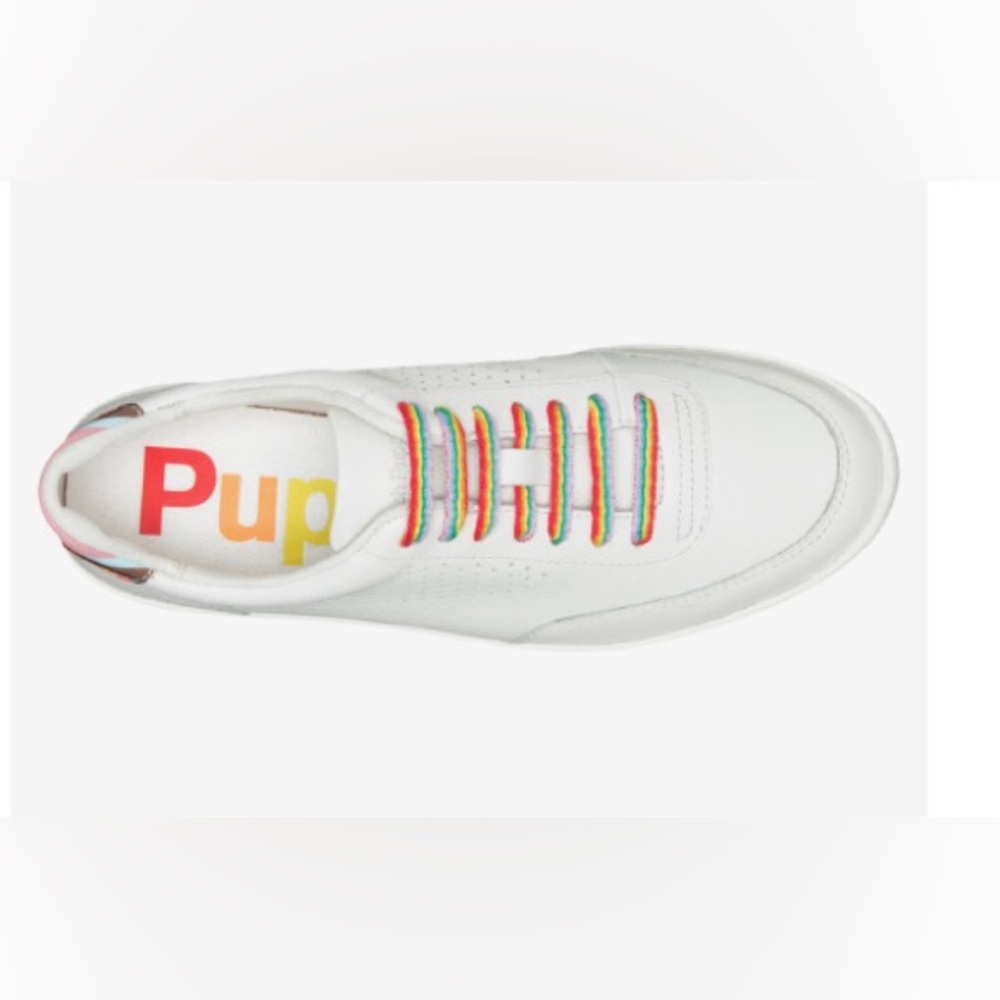 Hush Puppies White Rainbow Charlie Lace Up Sneaker, size 6